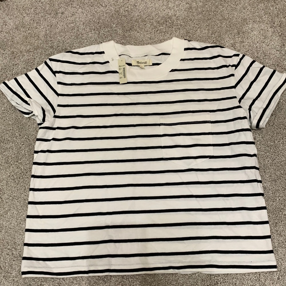 NWT Madewell Striped Pocket Tee, Cuffed Sleeves